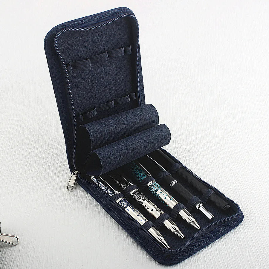 Custodia porta penne zip in tela, 48 slot per penne, matite e penne inchiostro