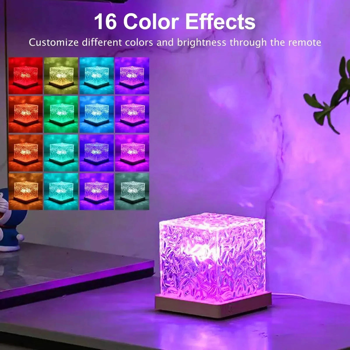 Lampada Notturna Proiettore Onde Oceaniche 16 Colori RGB con Telecomando USB