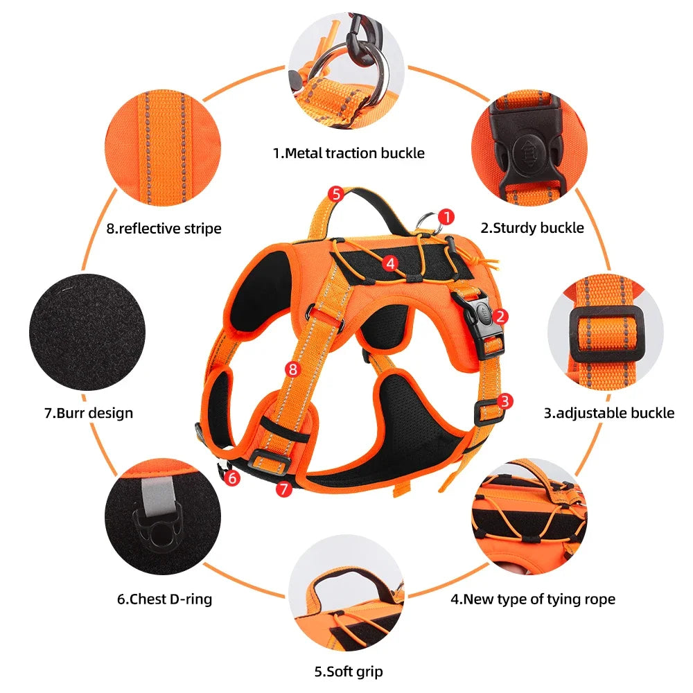 Imbrago tattico riflettente per cani, multifunzionale e antiesplosivo