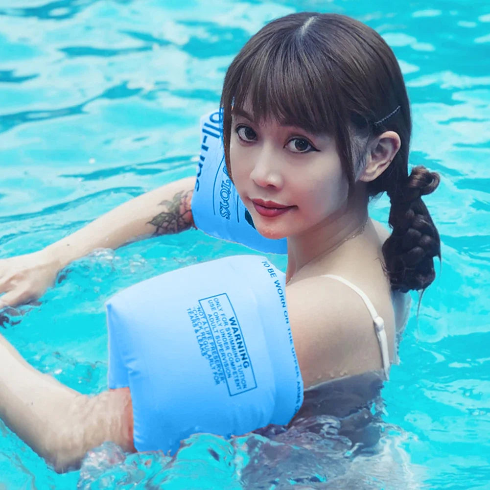 2pcs/set Adult Kids Swimming Inflatable Arm Rings Portable Floating Circle Sleeves Pool Buoy Armbands Swimming Pool Equipment