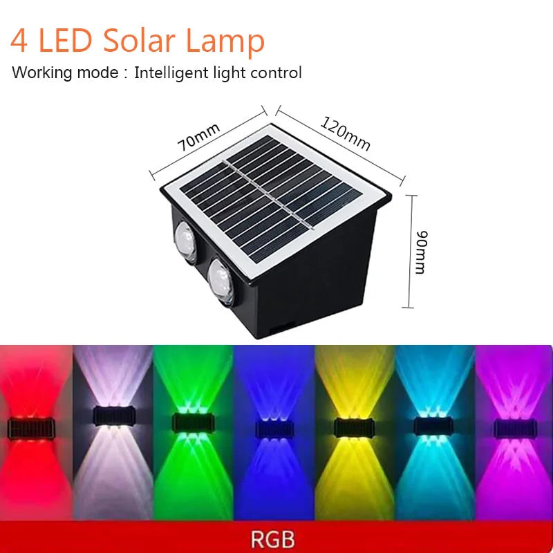 Lampada da Parete Solare 4/6/8 LED Waterproof IP67 per Giardino e Cortile