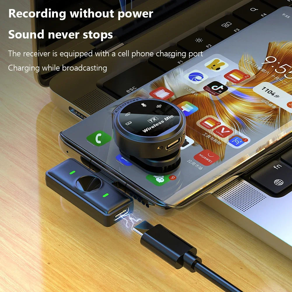 XinMic J6 Wireless Lavalier Lapel Microphone Noise Cancel Live Mini Mic iPad Android Type-C Phone Outdoor Recording Interview PC