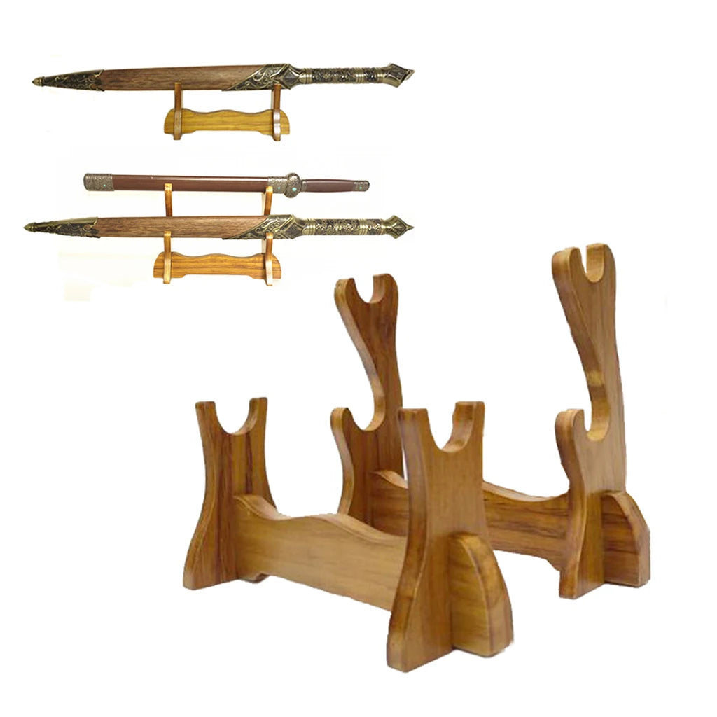 Solid Wood Sword Stand Holder for Samurai Sword Katana Wakizashi Tanto Wizard Wand Table Display Storage Rack Bracket