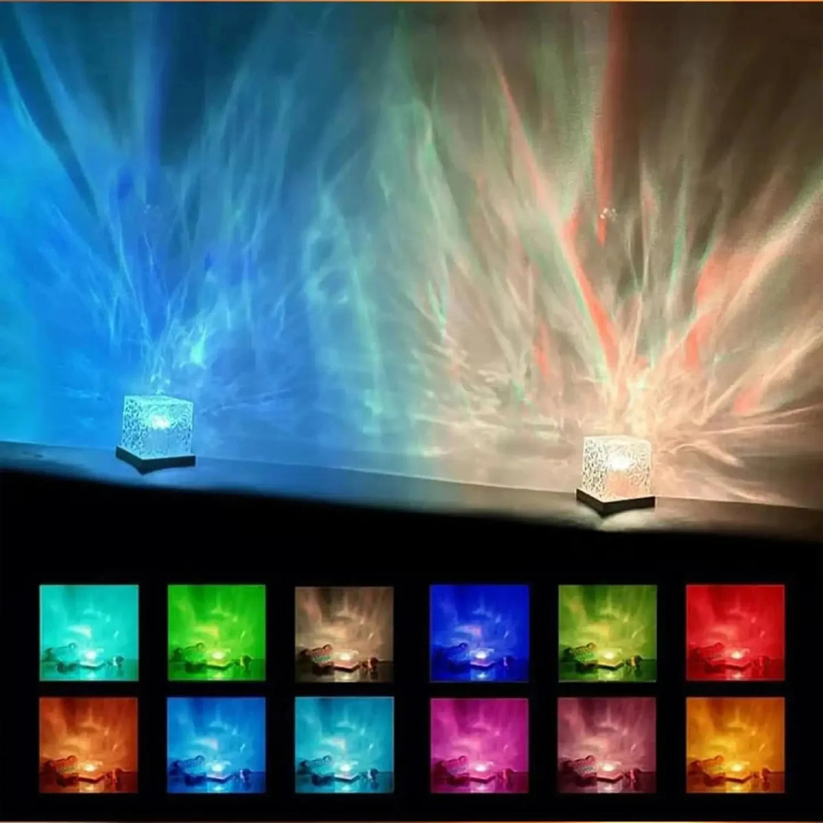 Lampada Notturna Proiettore Onde Oceaniche 16 Colori RGB con Telecomando USB