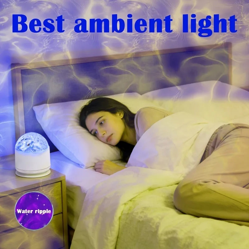 16Colors Ocean Wave Aurora Projector Light Water Ripple LED Night Light with Remote USB Powered for Kids Room Ambient Decor Gift