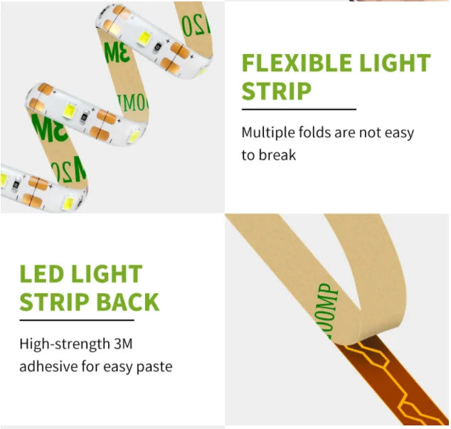 Striscia LED USB 5V 1‑5 m, colori multicolore, impermeabile, 60 LED/m