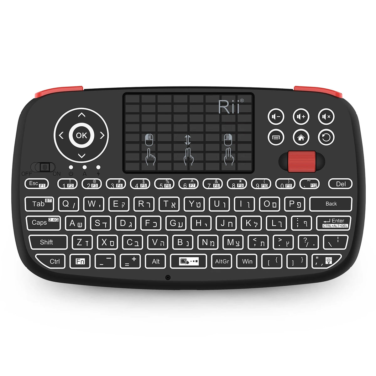 Tastiera wireless mini con touchpad e retroilluminazione, Bluetooth e 2.4 GHz