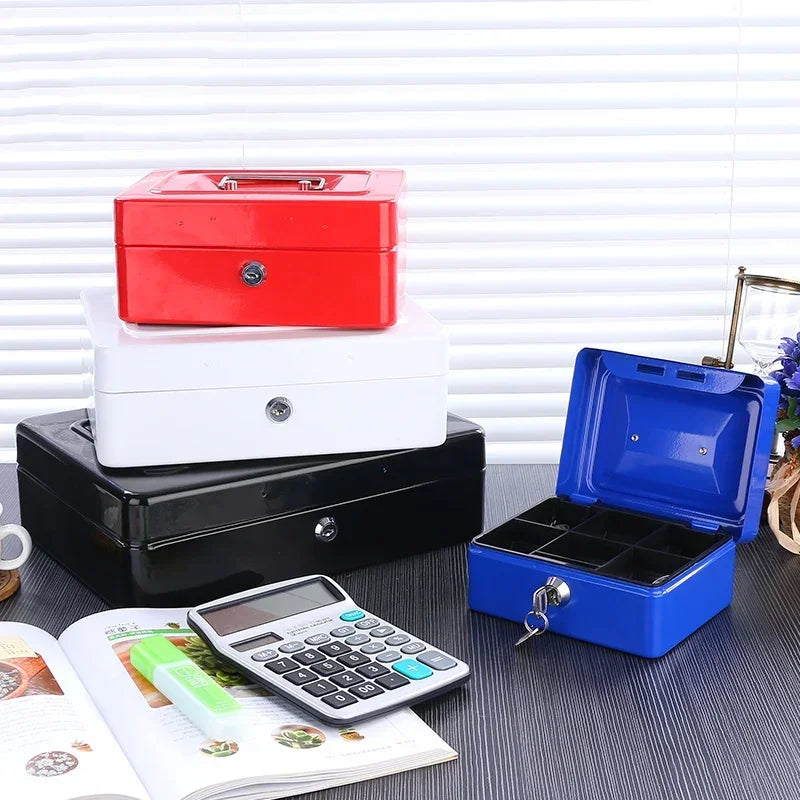 2025 New Practical Petty Cash Money Box with Keys Stainless Steel Security Lock Lockable Safe Small Fit for House Decoration