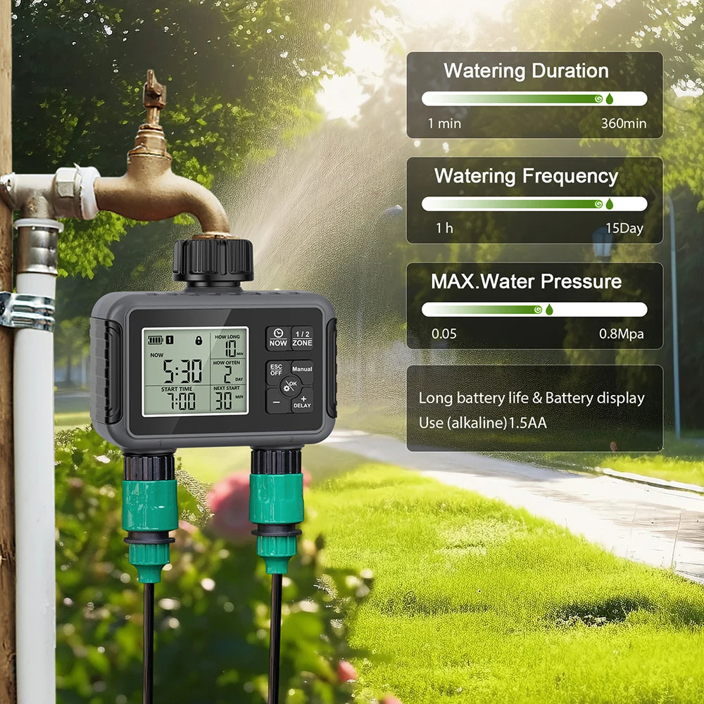 Timer programmabile per irrigazione giardino 1-3 zone con ritardo pioggia