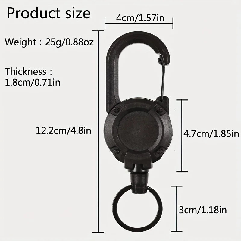 1/2/4 pcs Extendable Retractable Keychain Badge Reel with Heavy‑Duty Clip and Carabiner – Ideal for Men’s Outdoor Bags