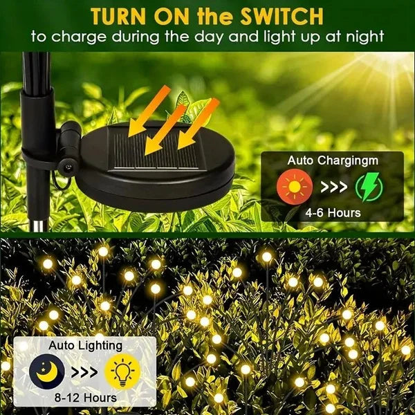Lampada solare da giardino con luce a lucciole, LED, resistente all’acqua
