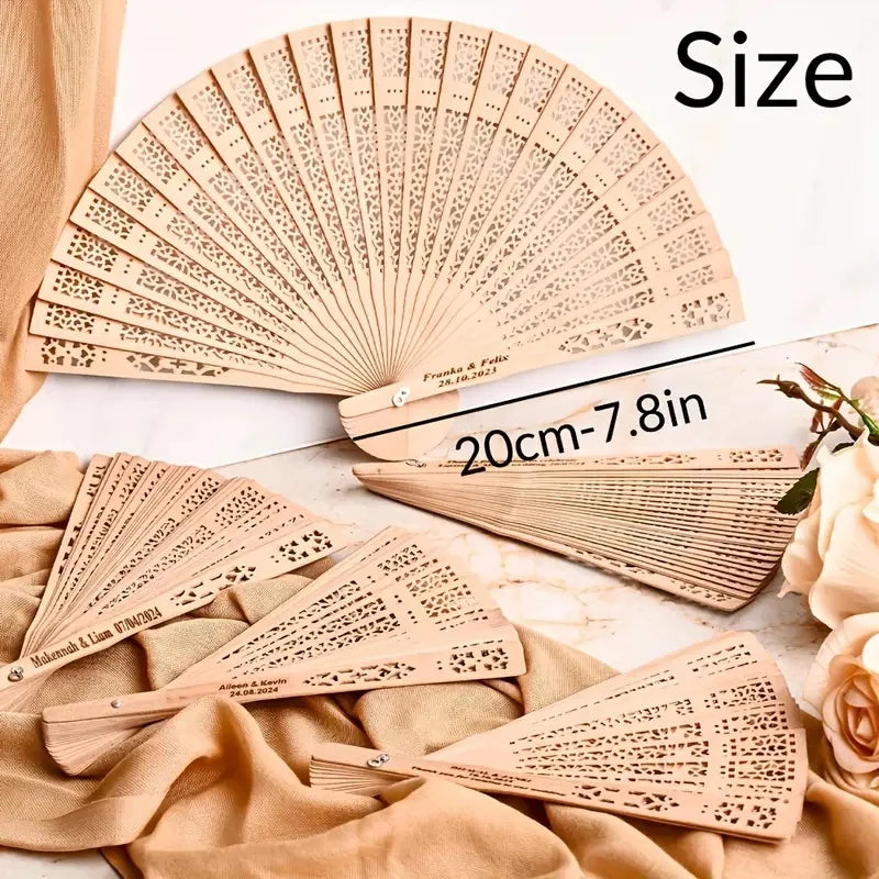 Personalized Folding Wooden Hand Fans Custom Engraved Wedding Fans Party Favor Bridal Shower Gifts for Guests Souvenir