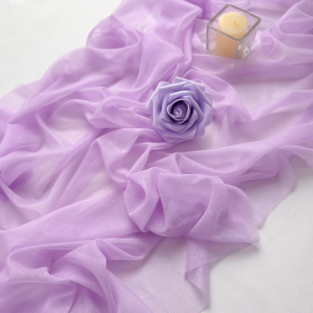 Chiffon Table Runner Boho Sheer Fabric for Wedding Decoration Arch Overlay Draping Decoration Birthday Party Table Decor