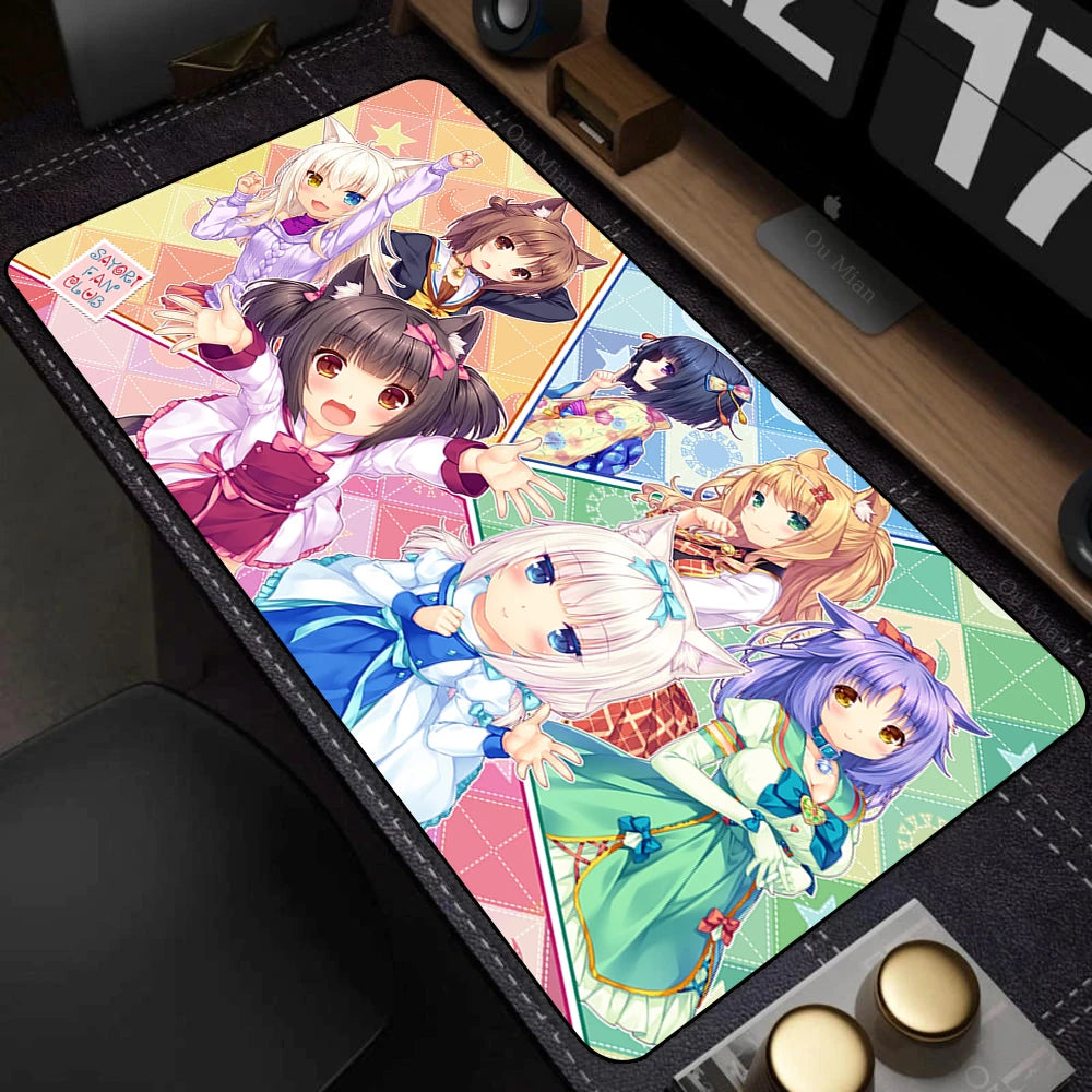 XXL Home HD Computer Desk Mats Mouse Pad Nekopara Mousepad Carpet Gamer Office Laptop Soft Mouse Mat Desktop Mouse Mats 90x40cm