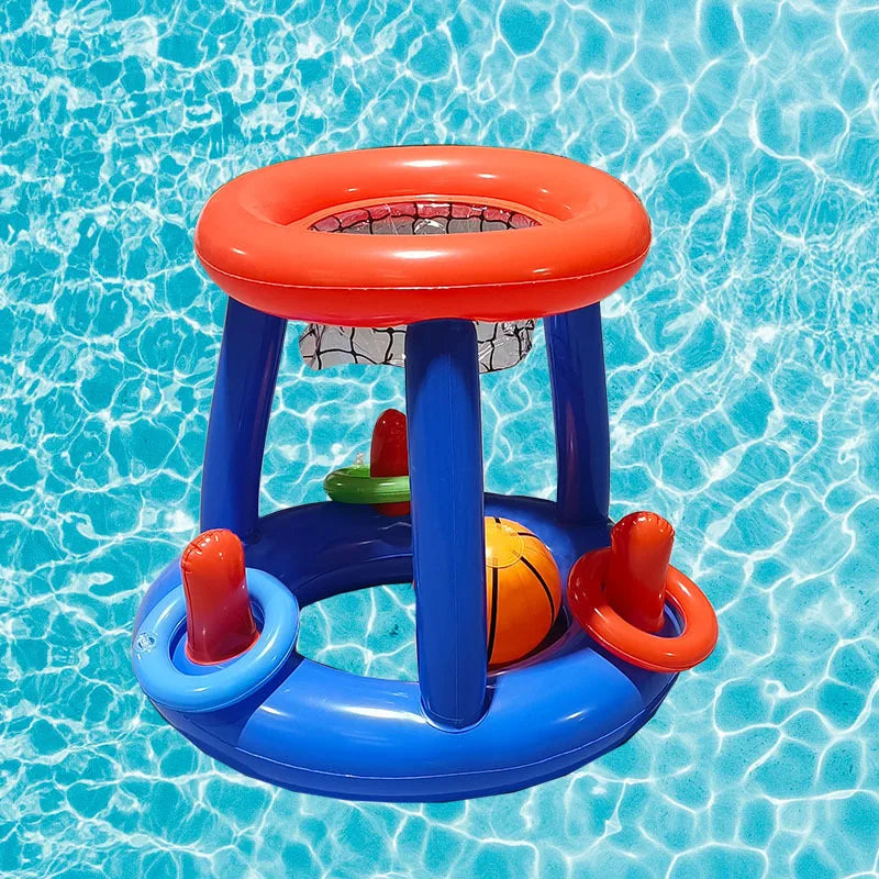 Inflatable Basketball Hoop Ring Toss Game Summer Swimming Water Sports Toys Outdoor Beach Party Pool Interactive Floating Toy