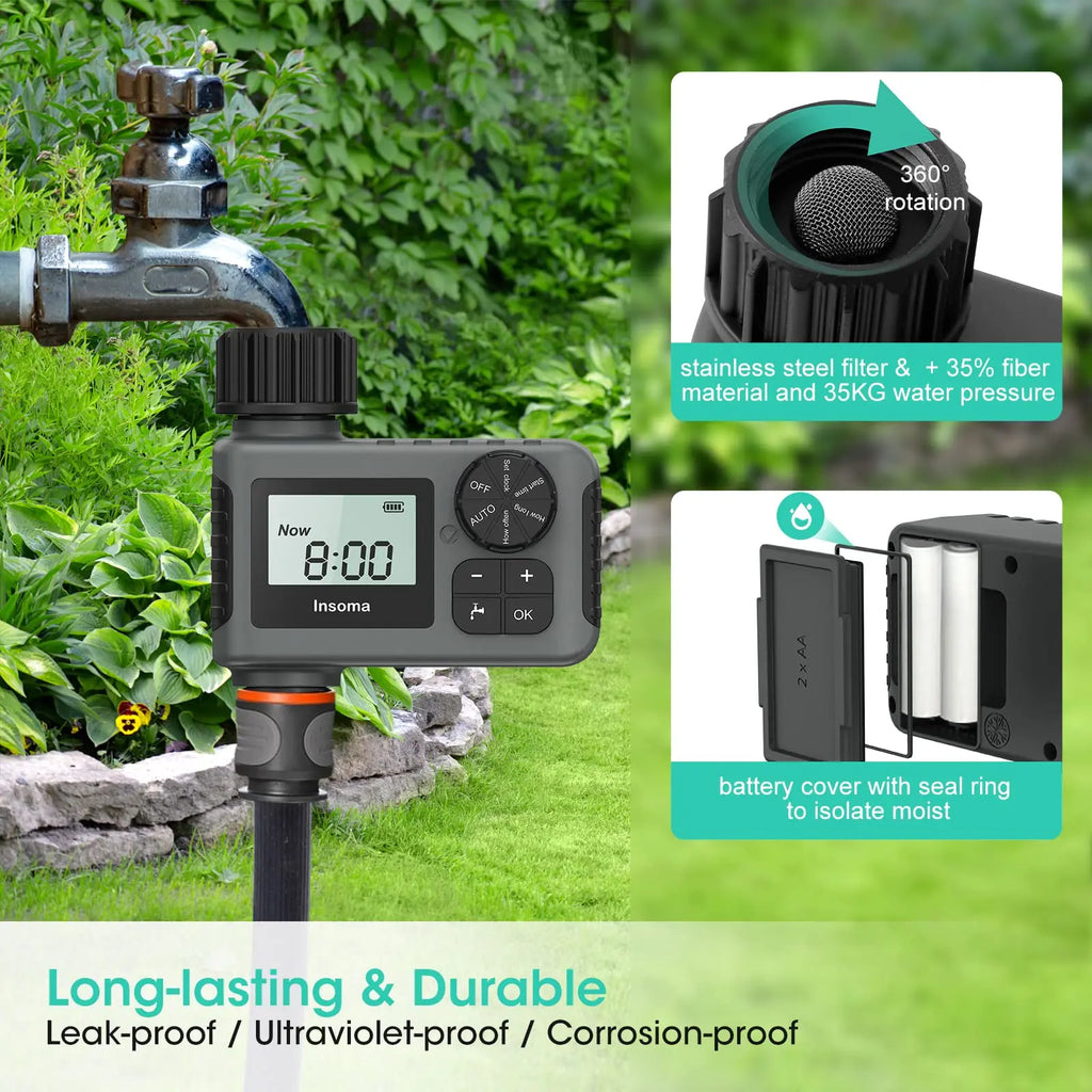 Timer automatico per irrigazione con display LCD e protezione IPX7