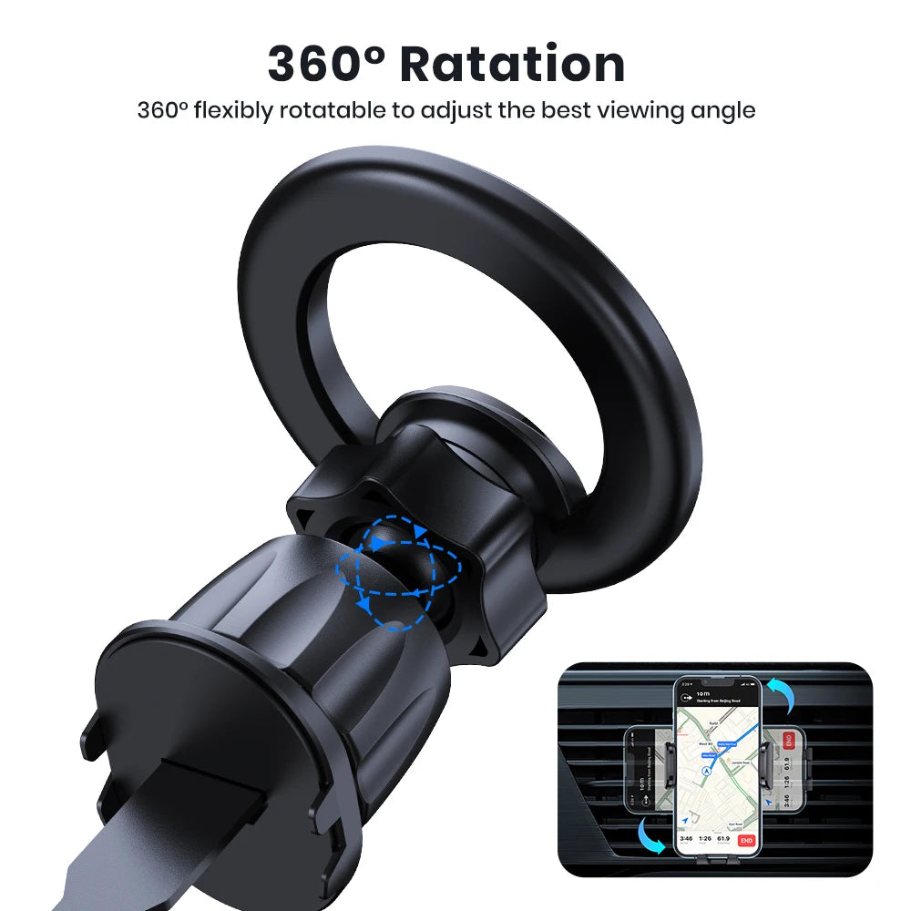 Supporto magnetico per telefono auto con ventosa d'aria, 360°, 20 magneti, nero