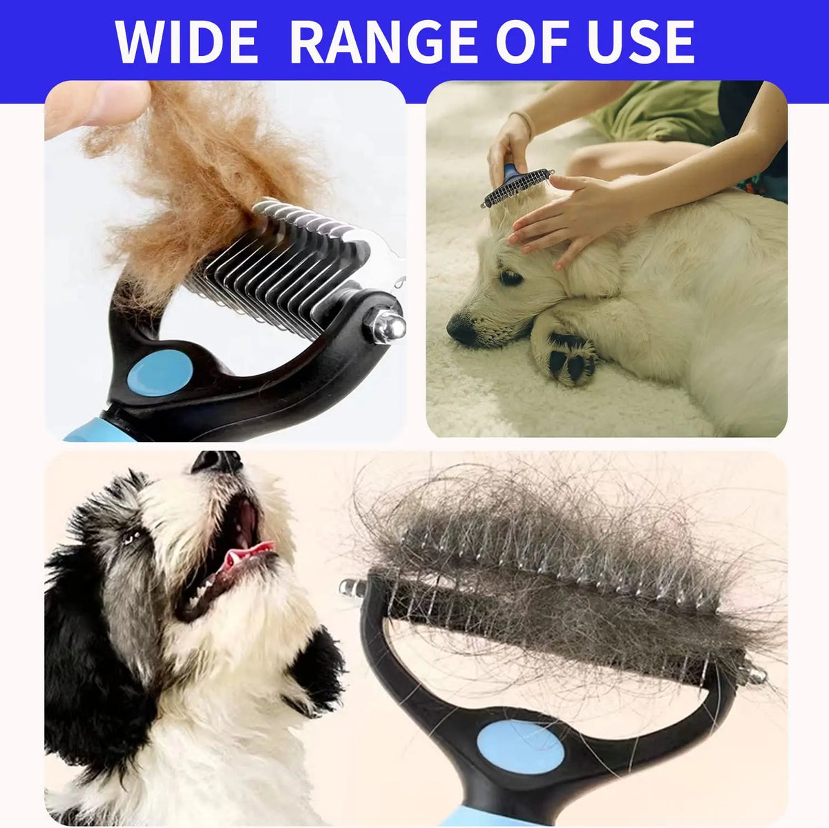 Spazzola Professionale Antipelliccia per Cani — Sfoltisce Sottopelo e Nodi