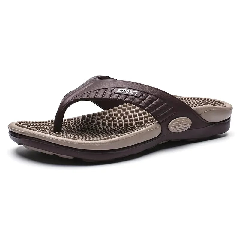 Ngouxm Summer Big Size Youth Slippers Men Massage Non-Slip Cool Outside Flip Flops Breathable Thick-Soled Toe Sandals