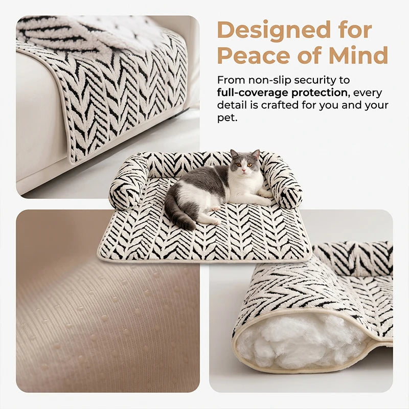 Cuccia Sofa Bed per Animali con Bordi Alzati, Antiscivolo, Plush Morbido