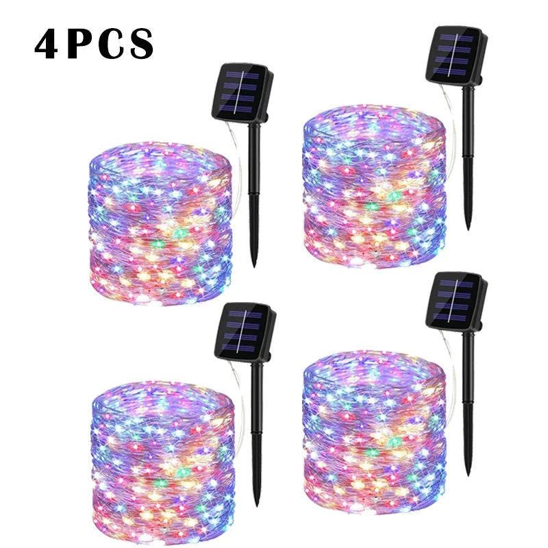Luce LED Solare da Giardino a Catena, 32 m, Impermeabile, 8 Modalità