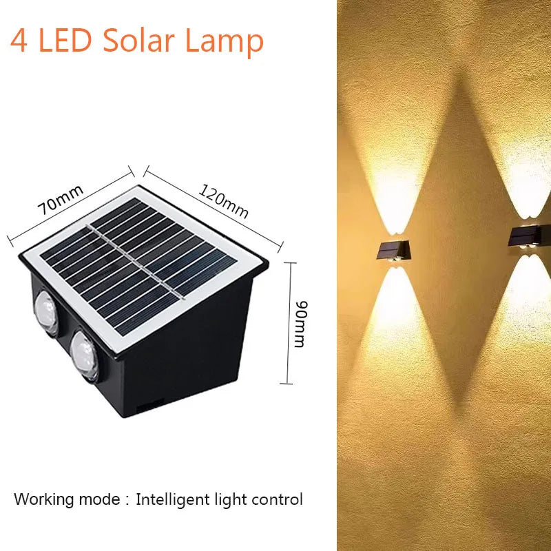 Lampada da Parete Solare 4/6/8 LED Waterproof IP67 per Giardino e Cortile