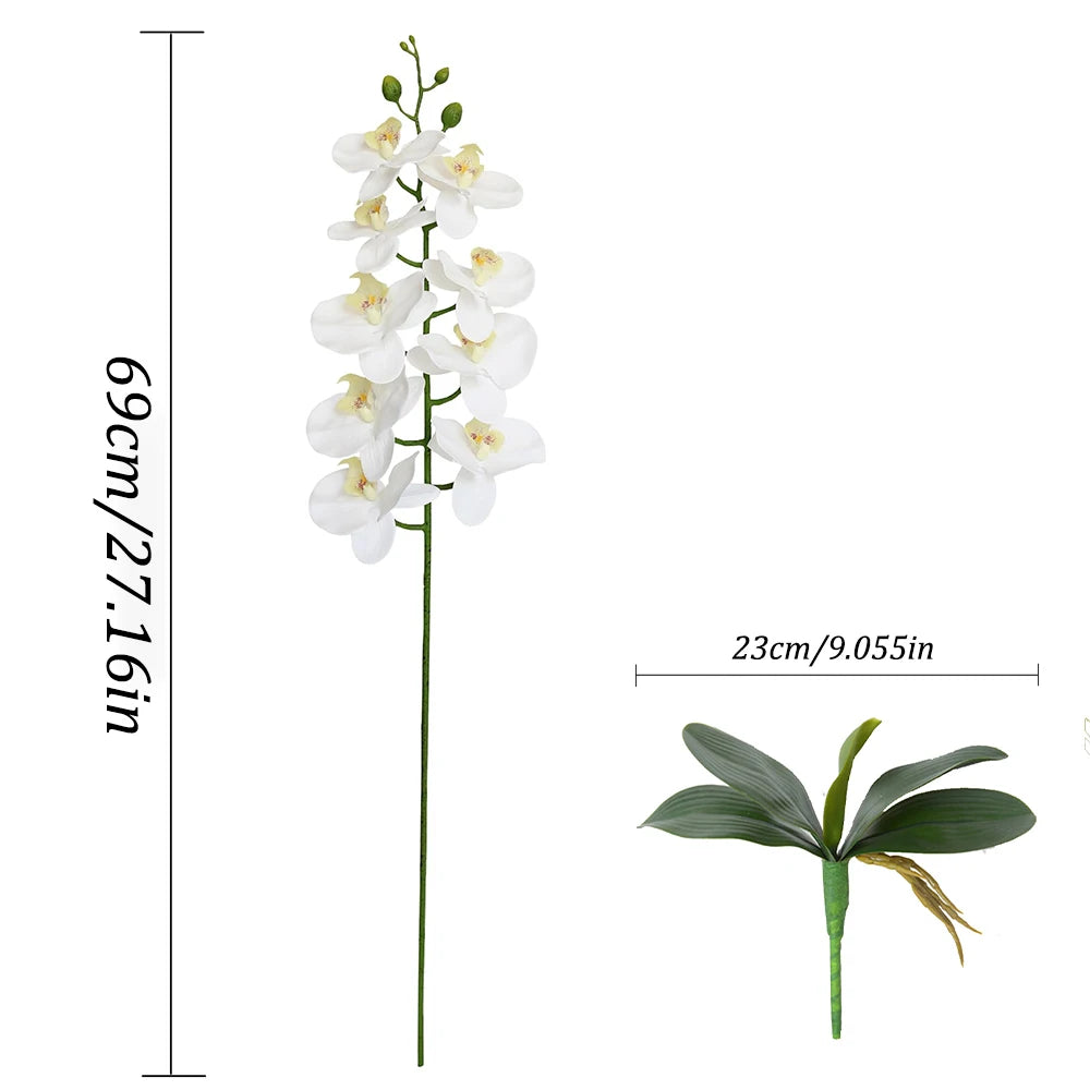 2/6PCS Artificial Flowers Orchid Set Real Touch 69cm Tall 9Heads Fake Phalaenopsis Flower Vase Fillers Home Wedding Indoor Decor