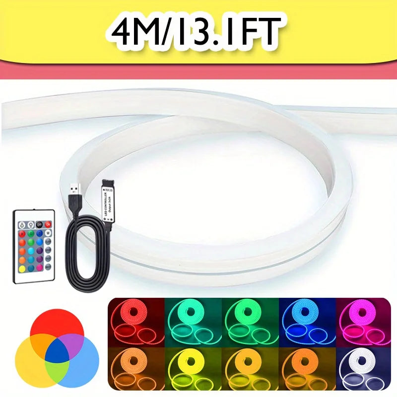 USB Neon LED Strip Light Flexible Colour Changing Lights 5V SMD 3535 Neon Rope Lights USB Cuttable Neon Rope Light for Bedroom