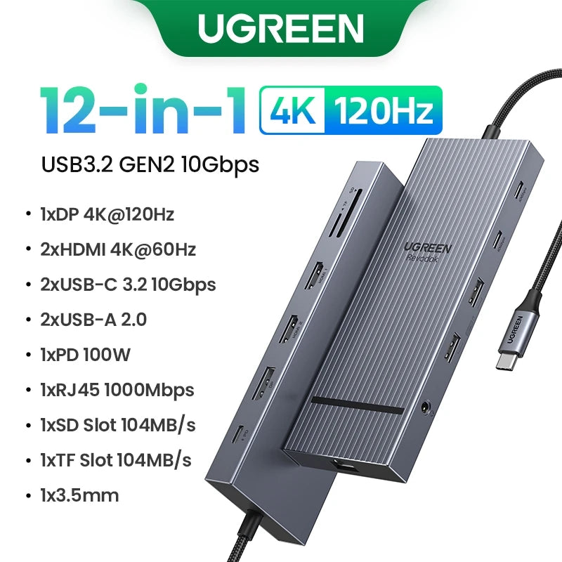 Docking Station USB‑C 10 in 1 con doppio HDMI 8K/4K, RJ45, PD 100 W