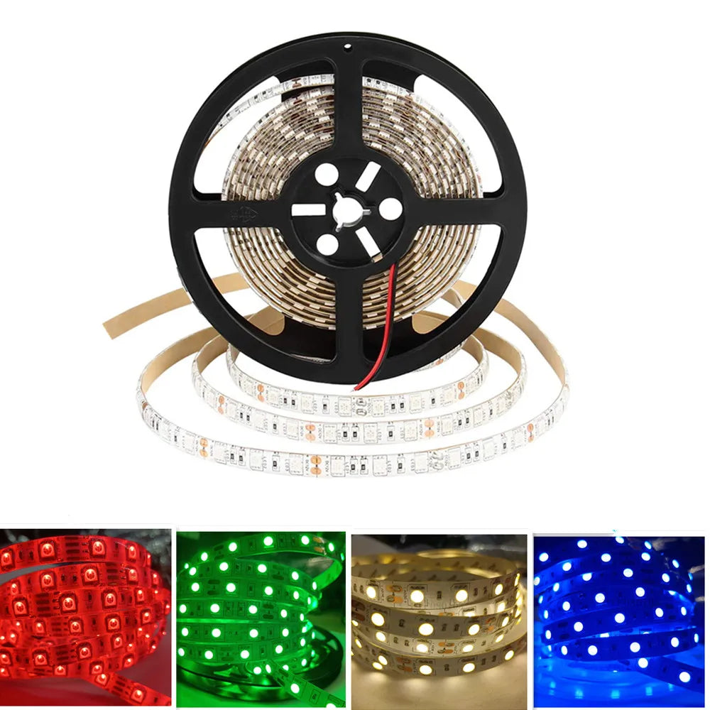 Striscia LED 5050 5 m 12‑24 V RGB/bianco caldo, impermeabile e flessibile