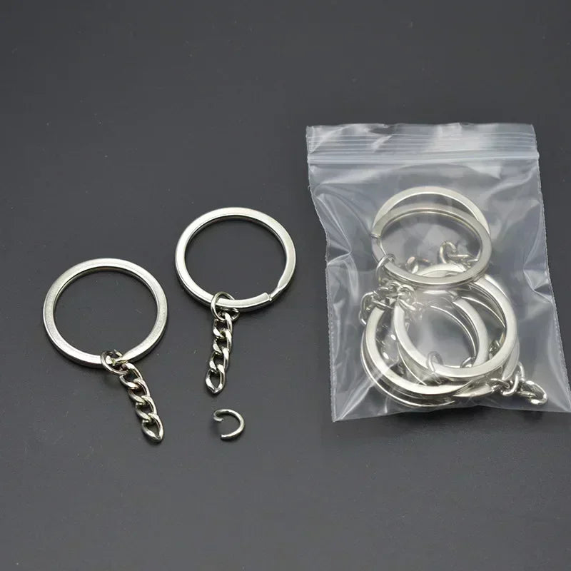 50-1000pcs Metal Blank Keyring Keychain Split Rings Keyfob Keyring Lobster Clasp Keychain Key Pendant Ring Stainless Steel Rings