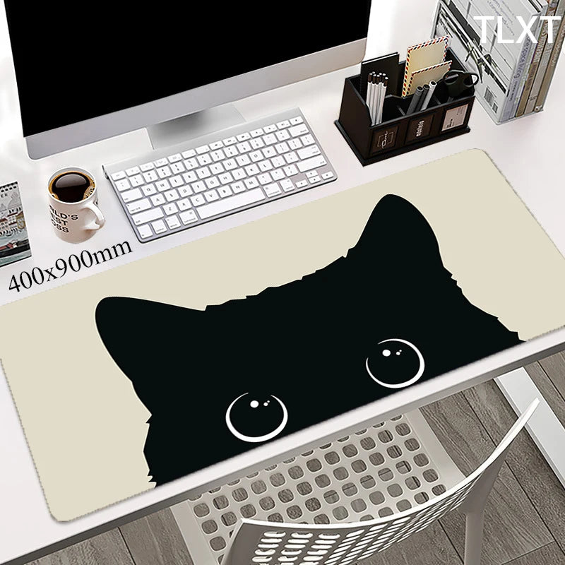 Tappetino da scrivania XXL con stampa gatto kawaii – 100x50 cm