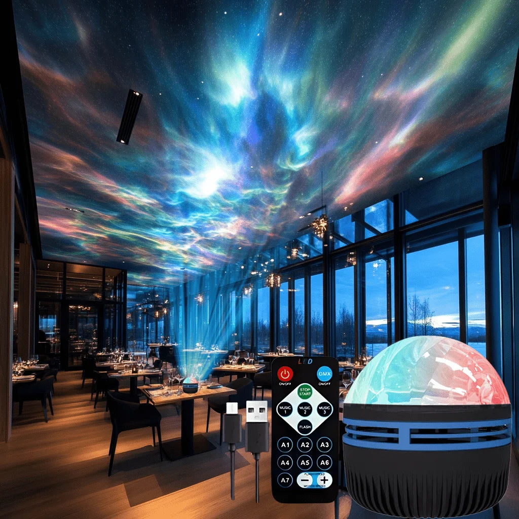 Proiettore LED Aurora 7 Modalità Telecomando – Luce Notturna per Camera e Feste
