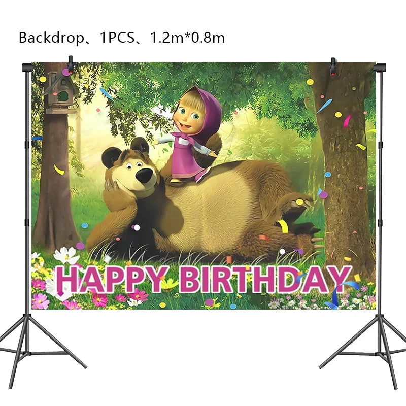 Decorazioni per festa di compleanno Masha e Orso – Palloncini cartoon, set 24…