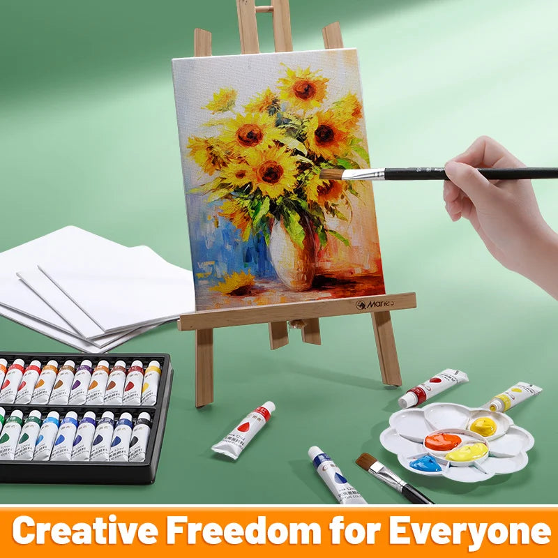 Acrylic Paint Set 50/38/32/26pcs High Quality,12ml/0.41oz with Canvas,Brushes,Palette,Etc,for Beginners,Paper,Glass,Stone,Wood