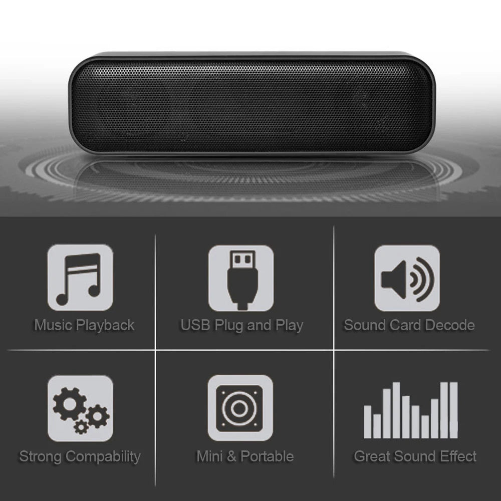 Soundbar USB da 2x3W per PC, Laptop e TV – Design Compatto e Plug‑and‑Play
