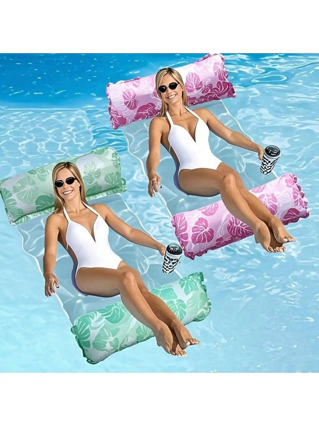 Foldable Striped Inflatable Lounge Chair, Suitable For Swimming Pool Parties And Beach Leisure Floating Beds With Net Backrest