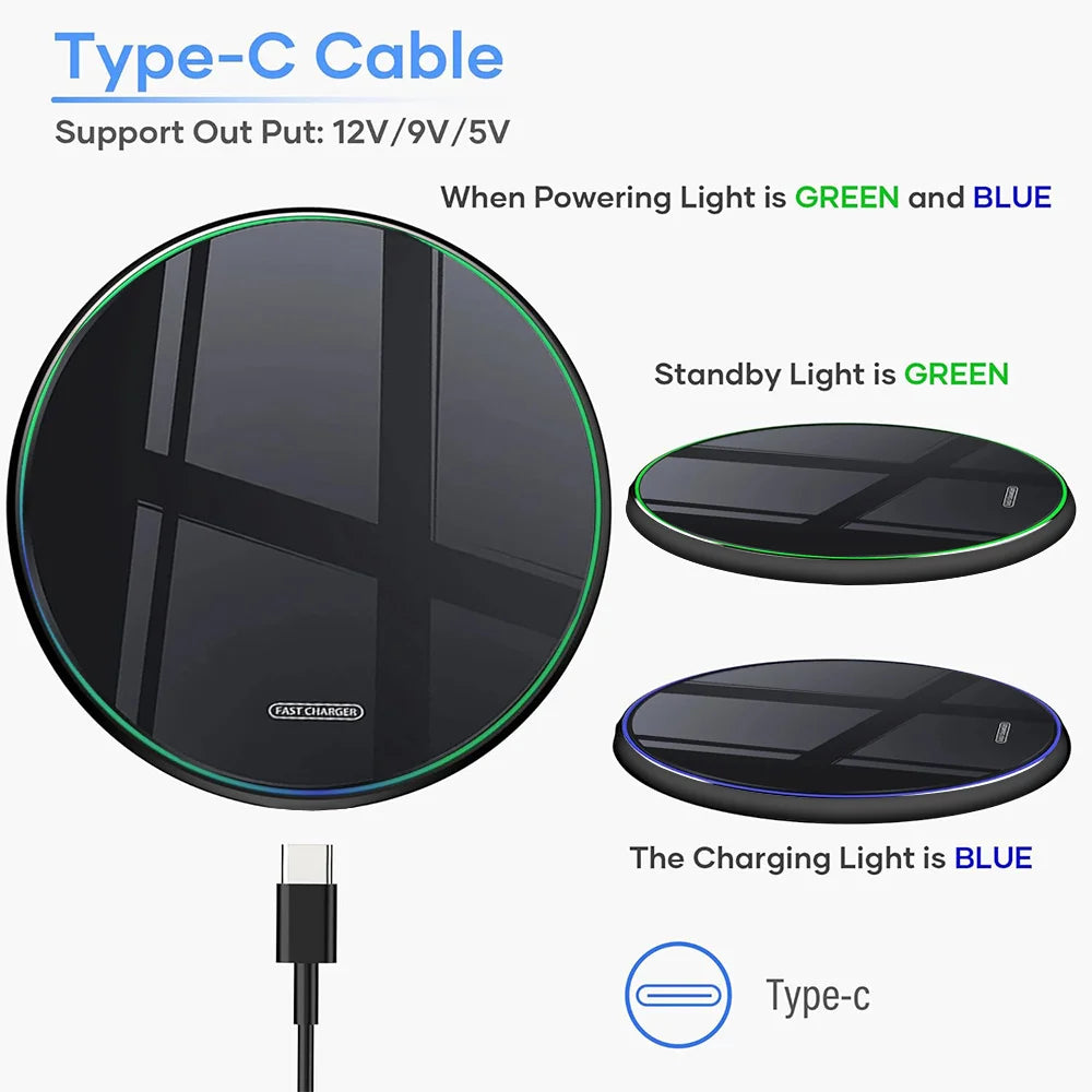 Caricatore a induzione 30W rapido per iPhone, Samsung e altri