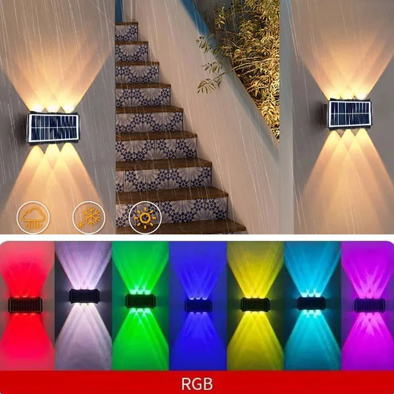 Lampada da Parete Solare 4/6/8 LED Waterproof IP67 per Giardino e Cortile