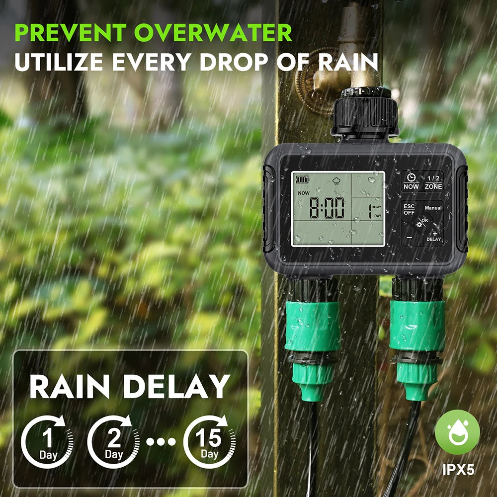 1/2/3-Outlets Automatic Water Timer Smart Irrigation Watering System Sprinkle Faucet Hose Programmer Timer for Garden Outdoor