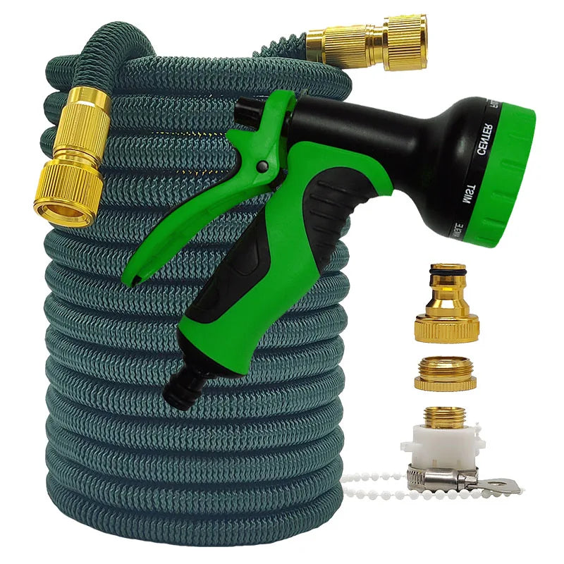 Tubo da Giardino Espandibile 2,5‑30 m con Doppio Connettore Metallico Verde…