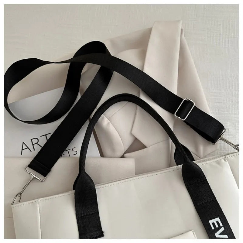 Sac cabas imperméable en nylon pour femme, tendance, grande capacité, léger, sac bandoulière pour étudiante, travail, voyage, sport