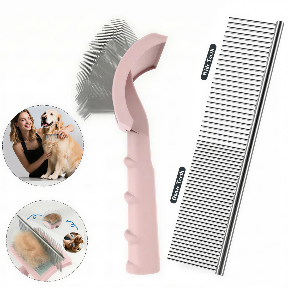 Spazzola per cani con aghi lunghi in acciaio inox – Pettine anti pelo e nodi