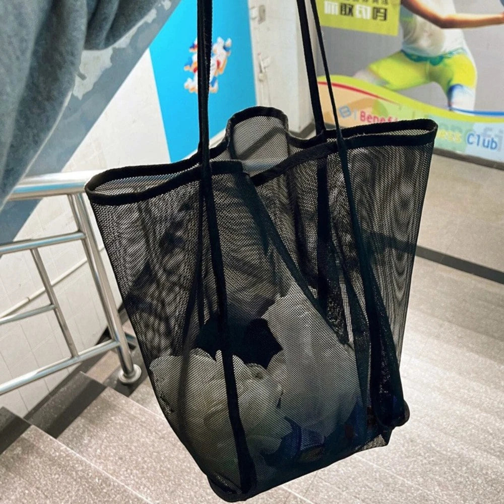 Borsa da spiaggia in rete leggera, traspirante e ad asciugatura rapida tote da…