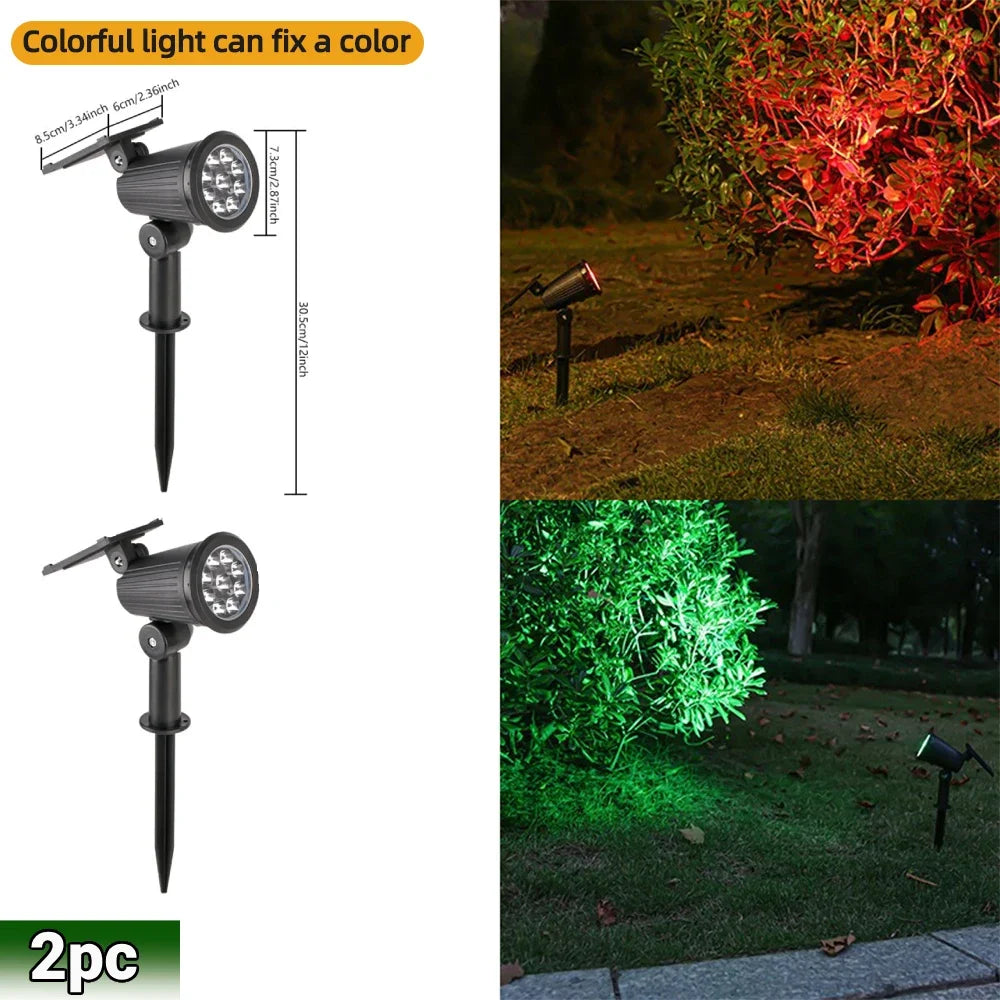 Fari solari LED RGB 9 LED IP65 impermeabili, regolabili per giardino