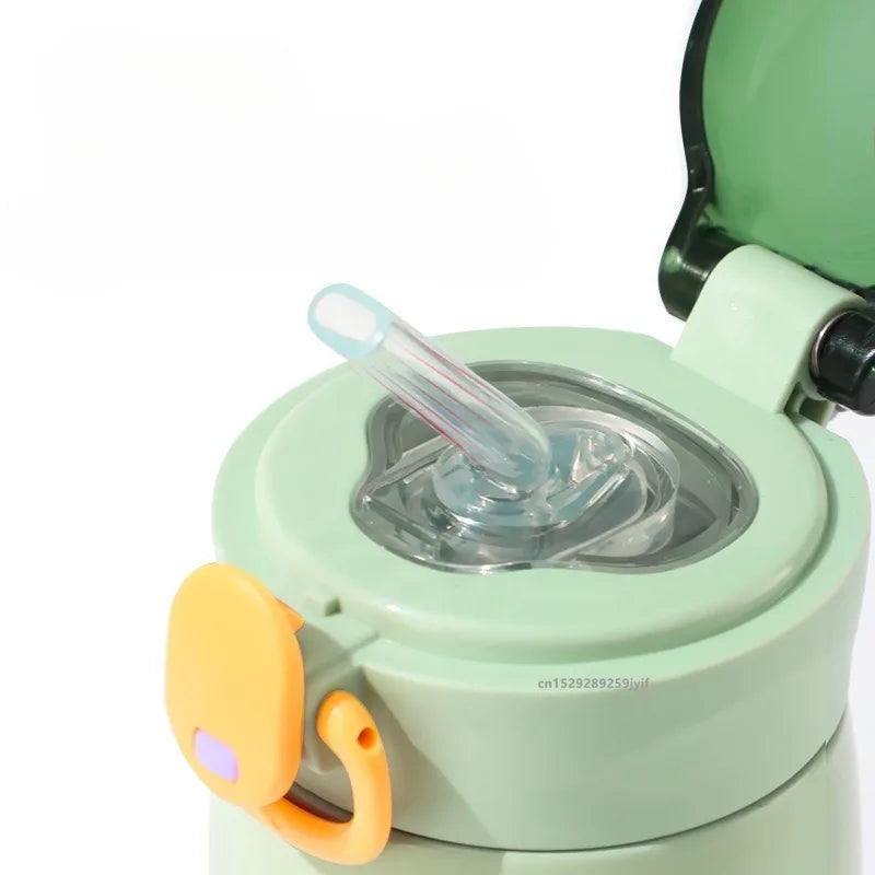 Bottiglia termica inox doppia parete 320/460 ml, anti‑perdita con cannuccia