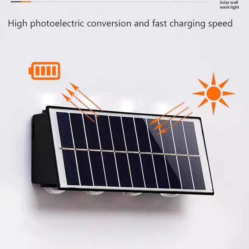 Lampada da Parete Solare 4/6/8 LED Waterproof IP67 per Giardino e Cortile