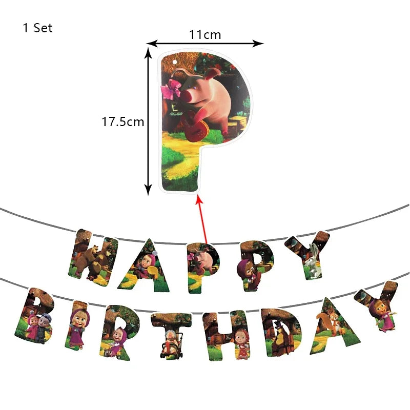 Decorazioni per festa di compleanno Masha e Orso – Palloncini cartoon, set 24…