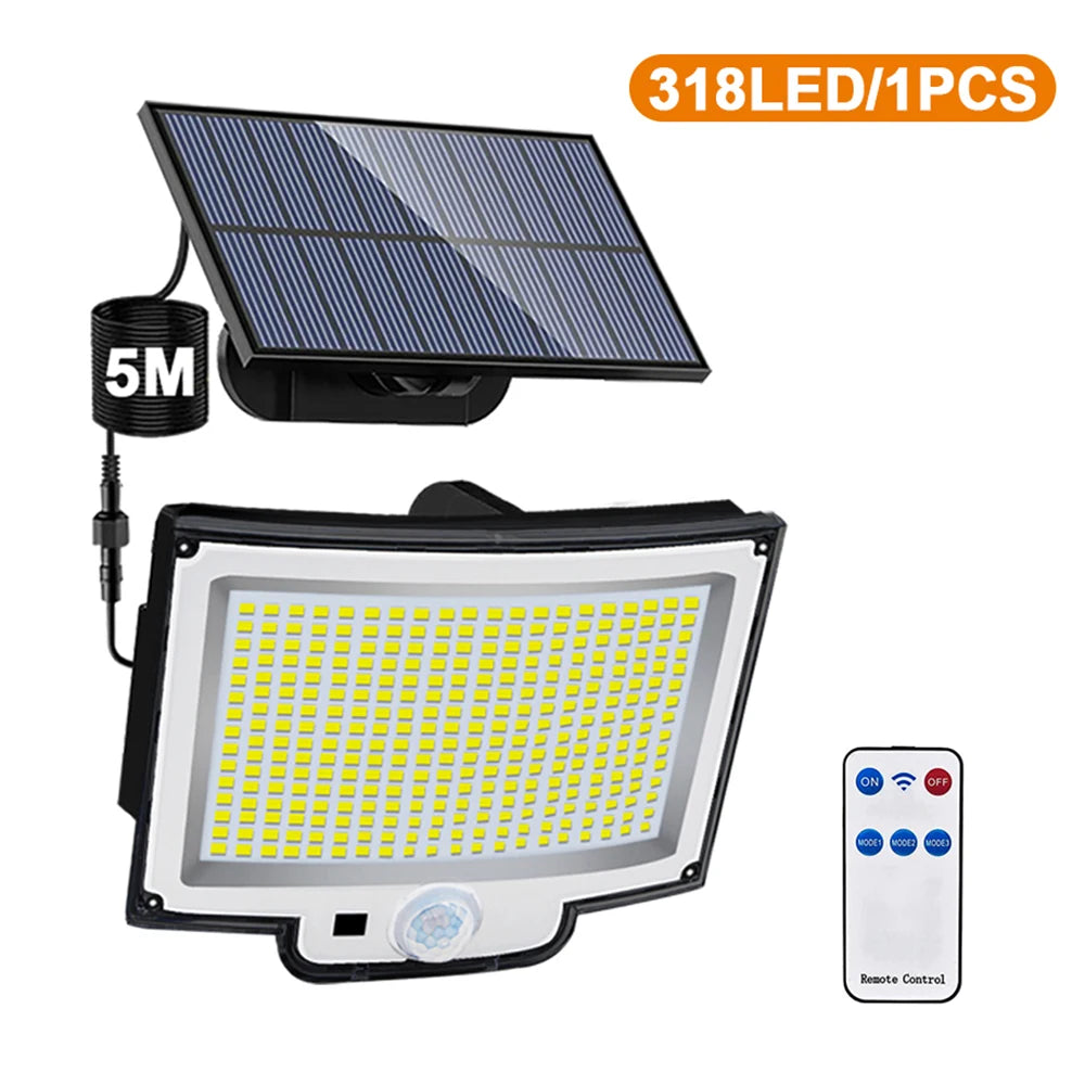 Lampada Solare LED 234/318/348 con Sensore di Movimento, 3 Modalità, IP65…