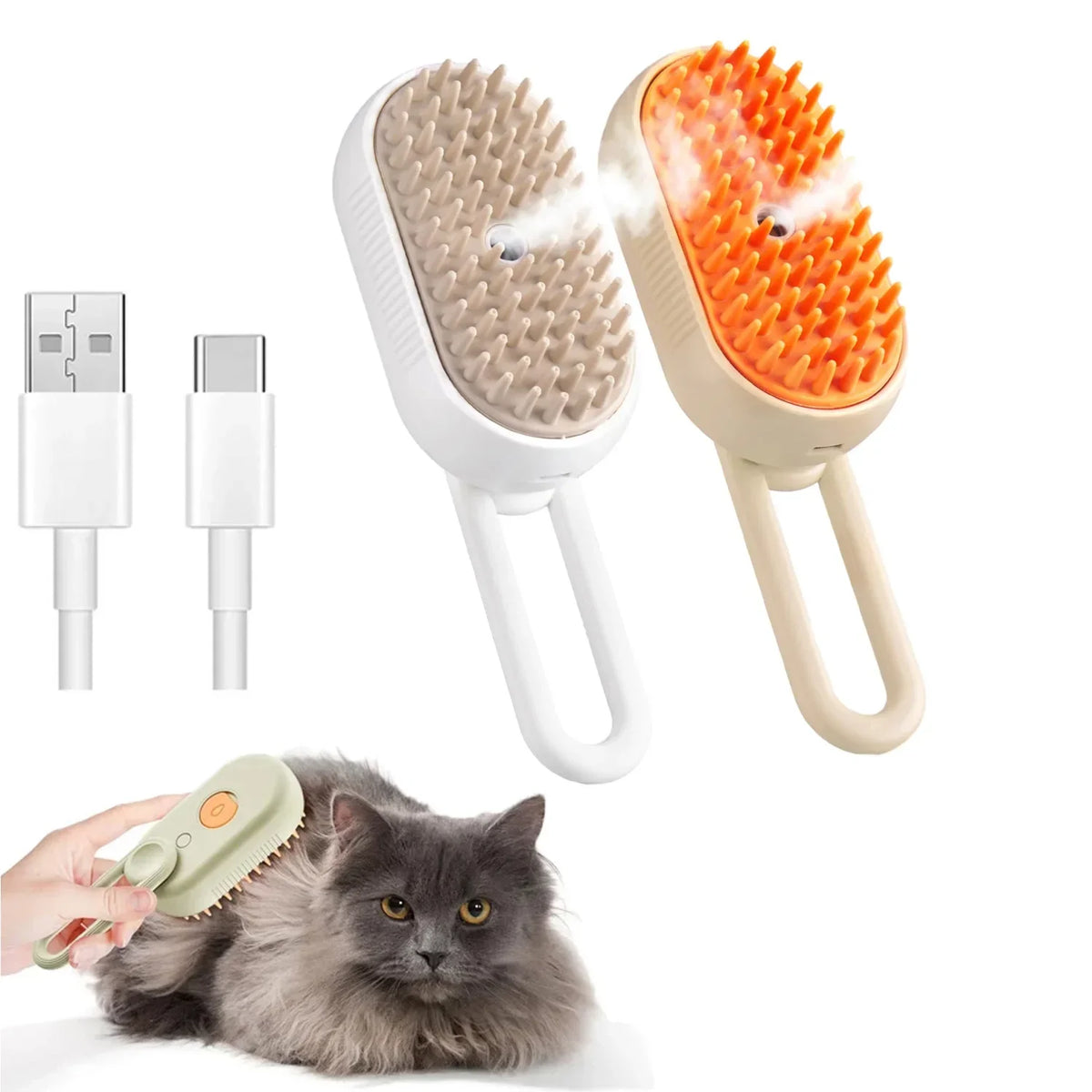 Spazzola vaporizzata 3 in 1 per cani e gatti – massaggio, spray e rimozione peli